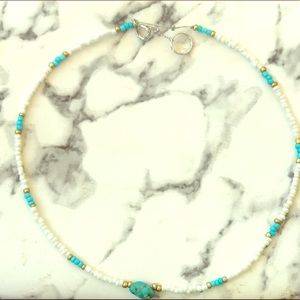 Turquoise seed bead necklace